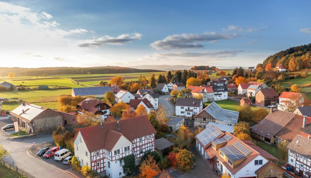 high angle photography of village
