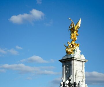 victoria memorial statue in london against blue sky