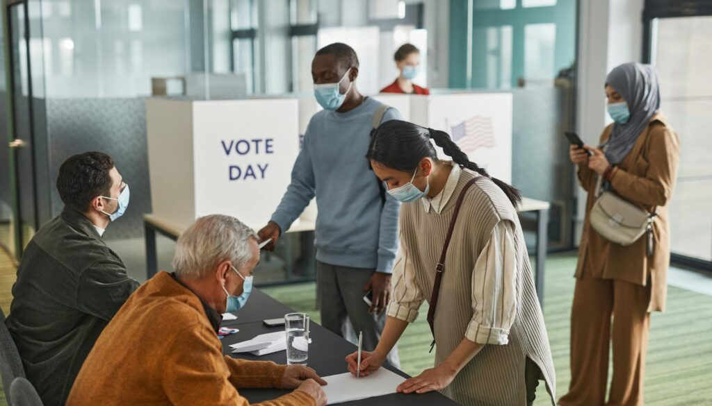 people inside the voting precint